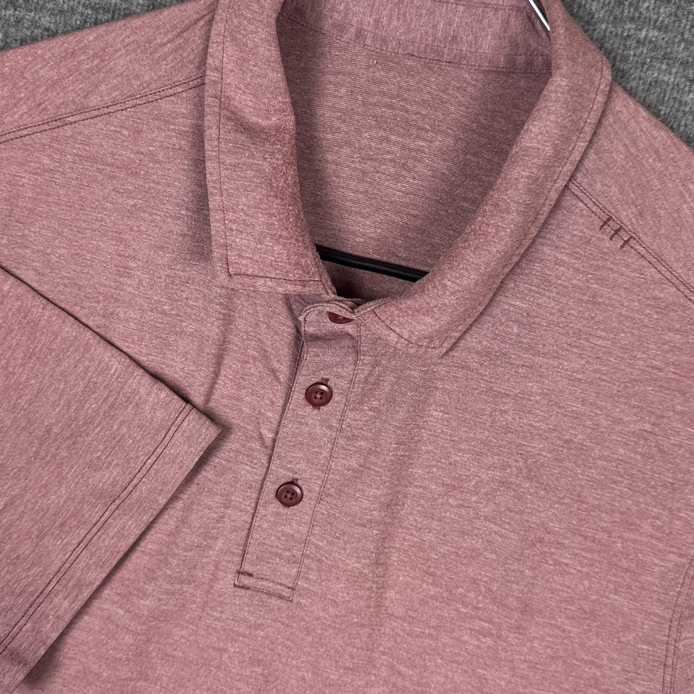 Lululemon Evolution Polo Shirt Mens Medium Red‎ Heather Performance Golf Stretch